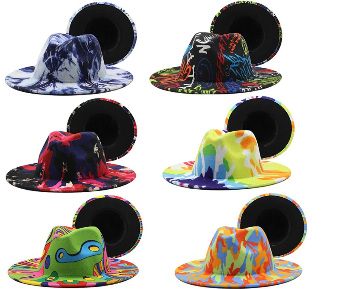 Colorful Wide Brim Church Derby Top Party Hat Panama Feel Fedoras for Men Women Wool Artificial British Style Jazz Cap5717744