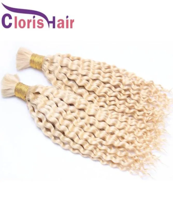 Super Deal 613 Blonde Curly Braiding Hair Brasil Extensions In Bulk Cheap Deep Wave Brazilian Human Hair Bulk For Braids No Attach7784453