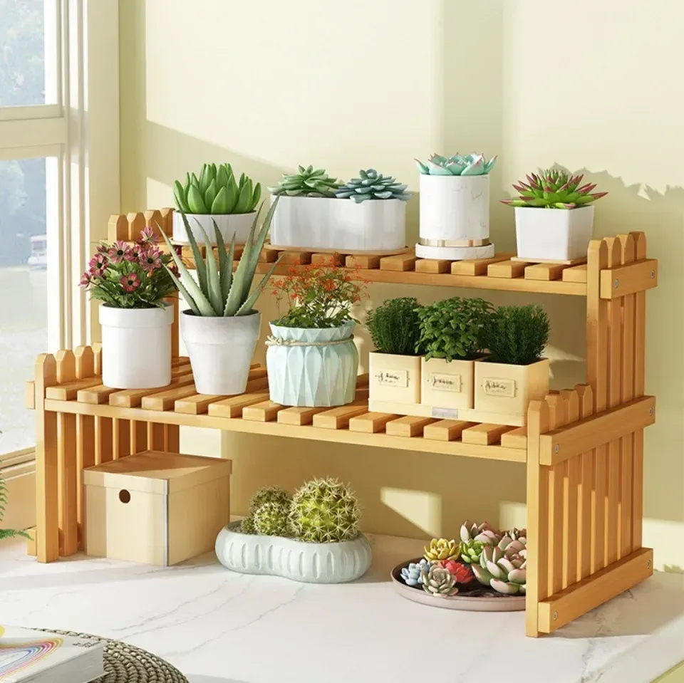 Indoor plant shelf bamboo three-layer folding rack floor type for small  flower pots from Dhgate Garden Sets - price 39.89