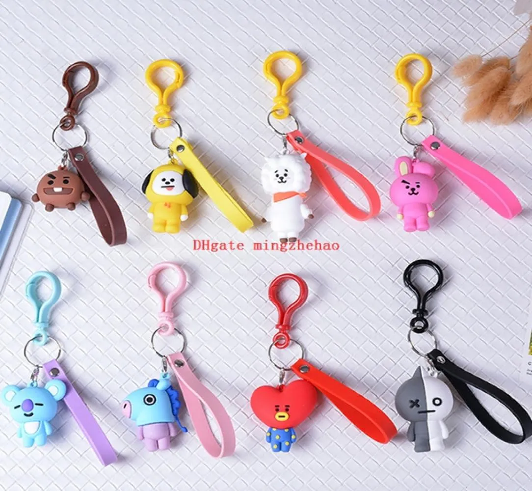 8PCSSET KPOP CARTOOS CORÉAN MODE MODE HEPPORT CLÉ SAG PENDANT ACCESSOIRES ACRYIQUES TÉLÉPHONE ACRYLIQU