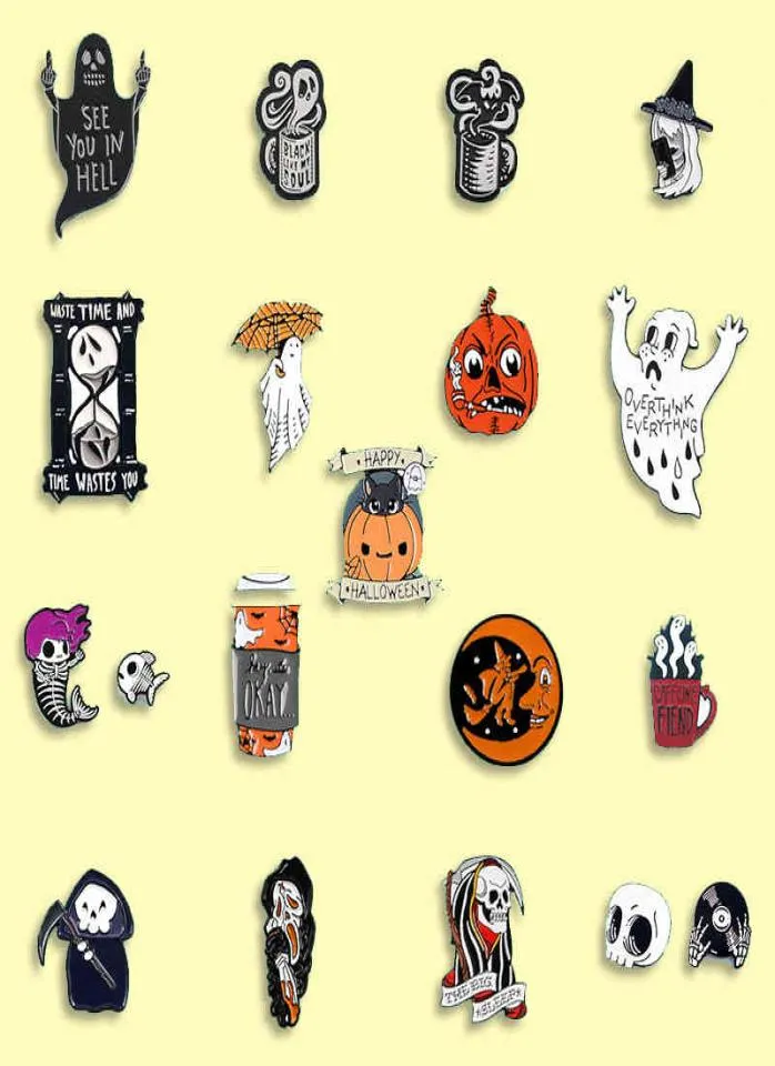 Halloween Enamel Pin Pumpkin Ghost Brooch Trick or Treat Jewelry Soft Enamel Pins Gift for Friends kids9024668