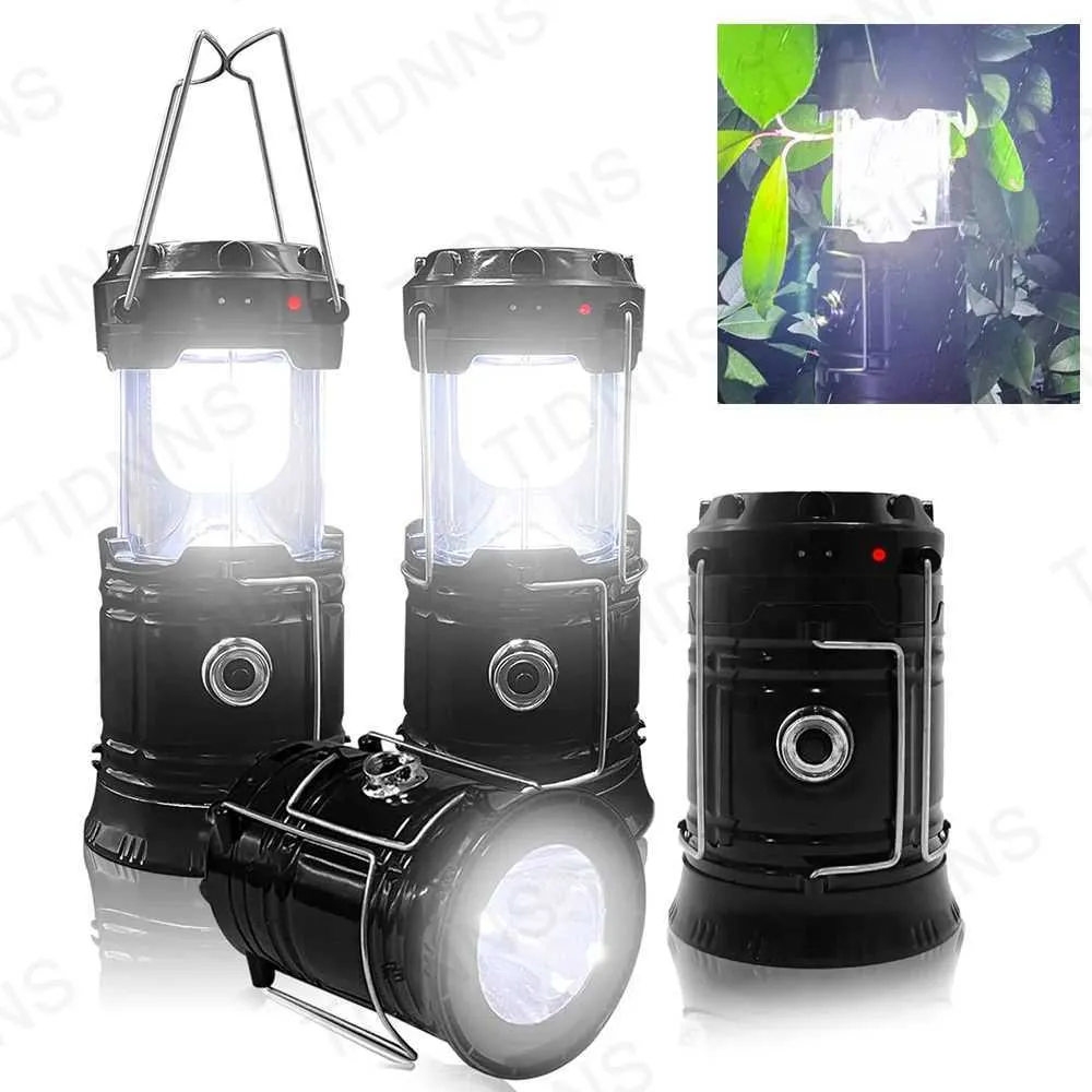 Hengsof Portable LED Camping Lantern Lightweight Waterproof Solar Rechargeable Led Flashlight Survival Kits Indoor Outdoor Home Emergency Light Power - View #9