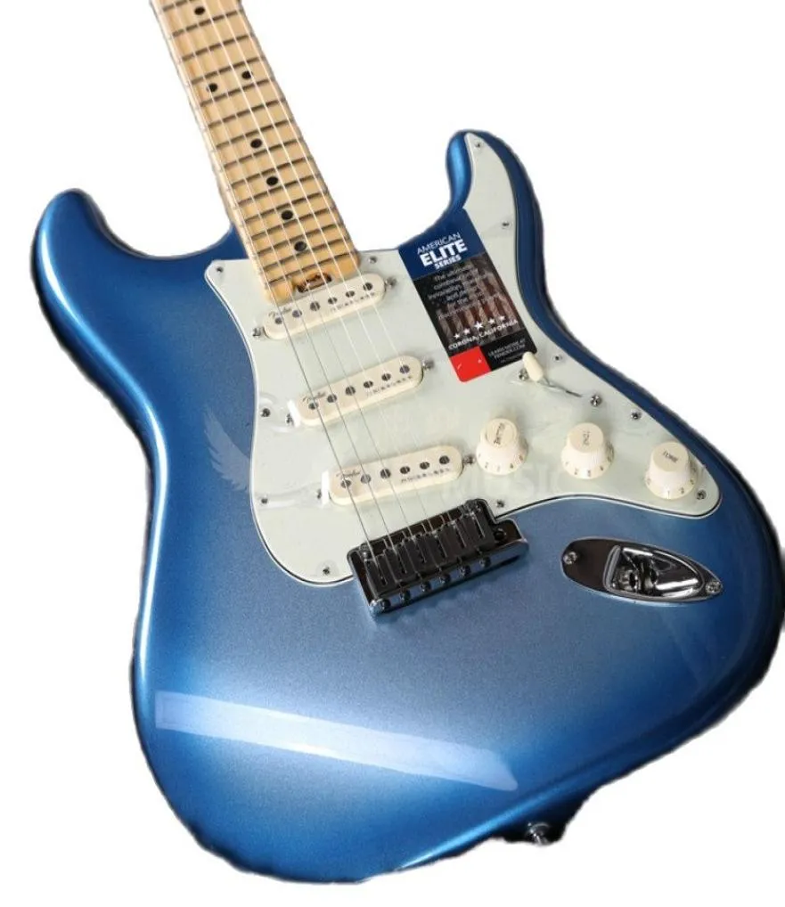 Najwyższej jakości GYST1051 Elitarna warstwy gitary niebo niebieski kolor stały drewno korpus drewniany klonowy fretboard 22 Fret Chrome Sprzęt St Elektr9973754