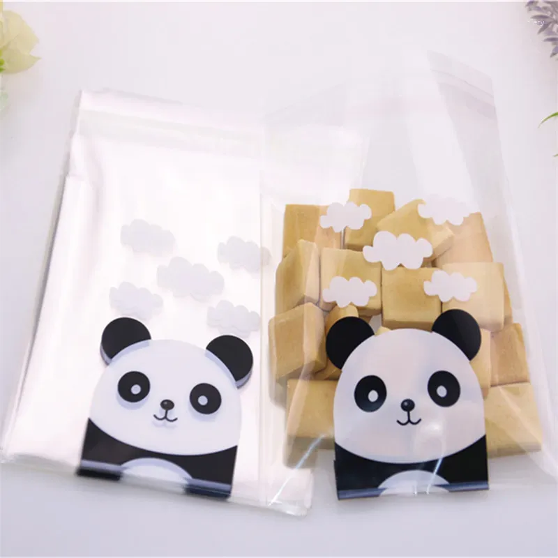 Gift Wrap Design 100pcs/lot 10x13cm Christmas Cadeau Zakjes Year Cookies Packaging With Cute Panda Self-adhesive Bags