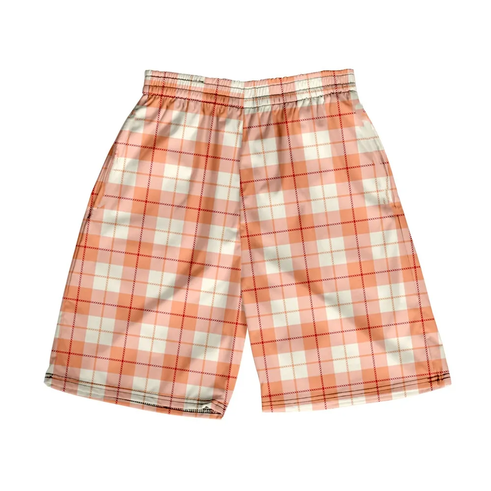Short à carreaux hawaïens transfrontaliers pour hommes Pantalon de plage décontracté de style européen et américain_voghion.com