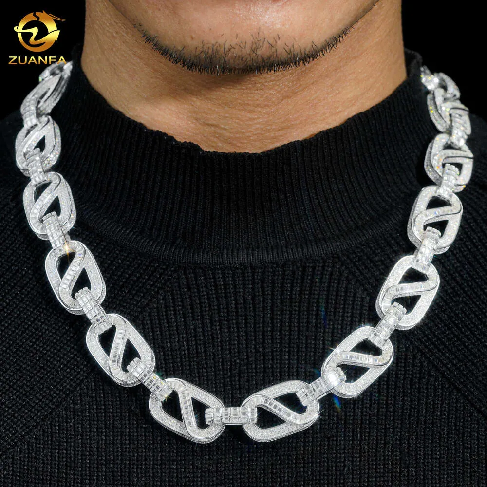 Neues Design Modestil Hip Hop Jewelry Moissanite Diamond Cuban Link Chain Bussdown Halskette