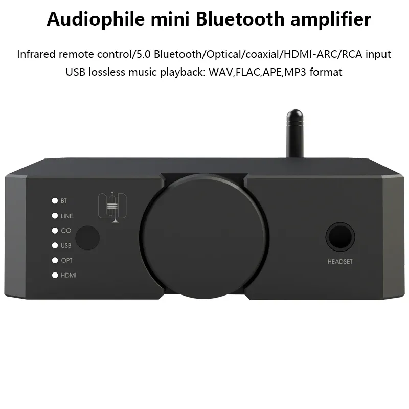 アンプオーディオファイルデュアルバランスパワーアンプBluetooth 5.0 200W高出力HIFIデジタルオーディオアンプUSB再生HDMI入力