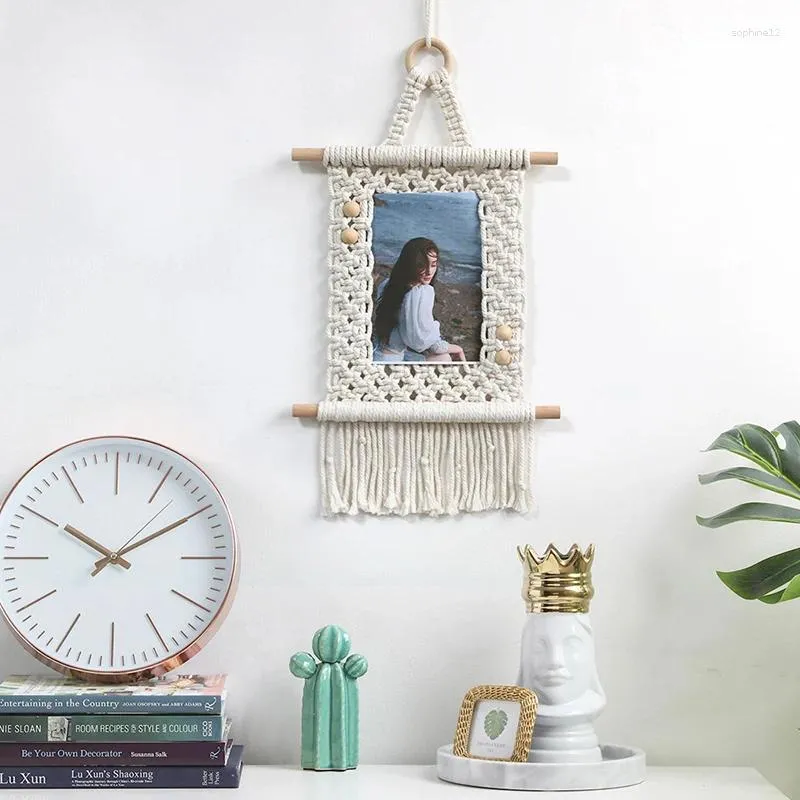 Декоративные фигурки Macrame Picture PO рамка дисплей стена висят Boho Home Decor Kid