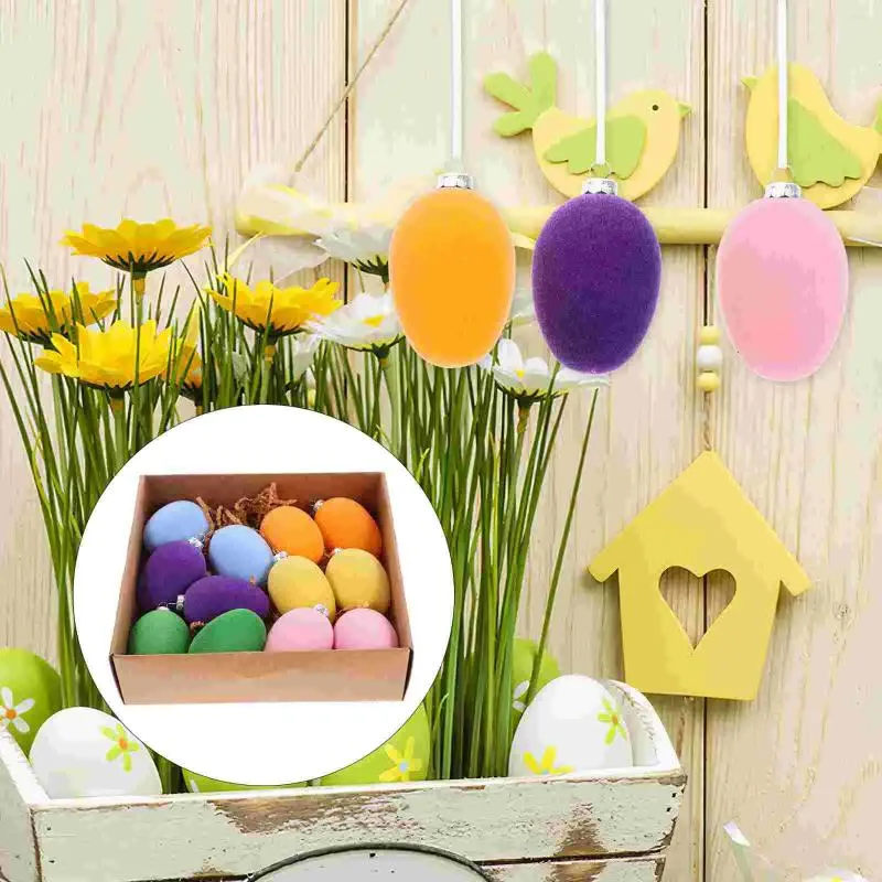 Decorative Figurines 12Pcs Easter Hanging Egg Ornaments Spring Farmhouse Tree (Mixed Color)