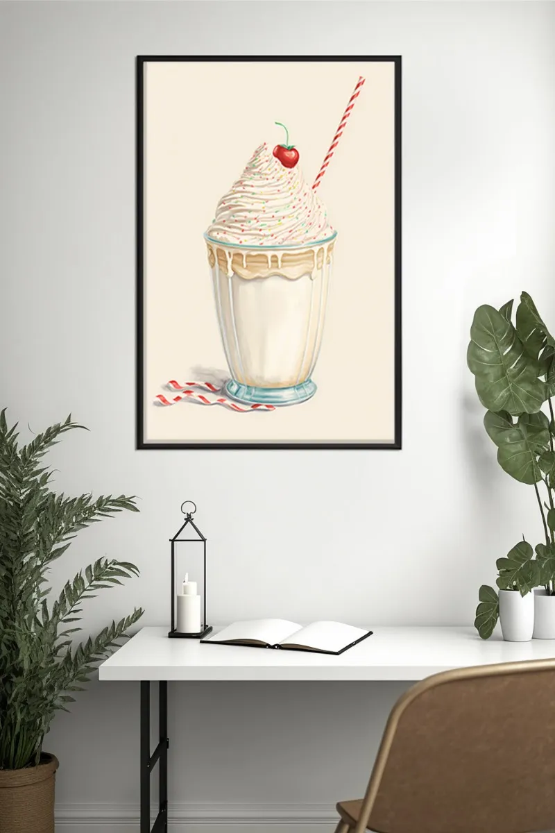 Ice Cream Cone Supreme Framed Art Milkshake Ice Cream Cone