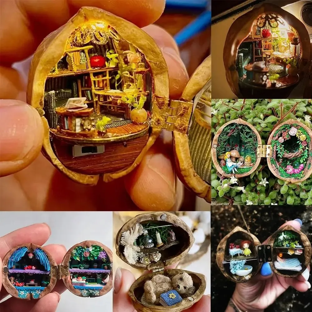Creative Miniature Dollhouse Kit - DIY Tiny World in Walnut Shell ...