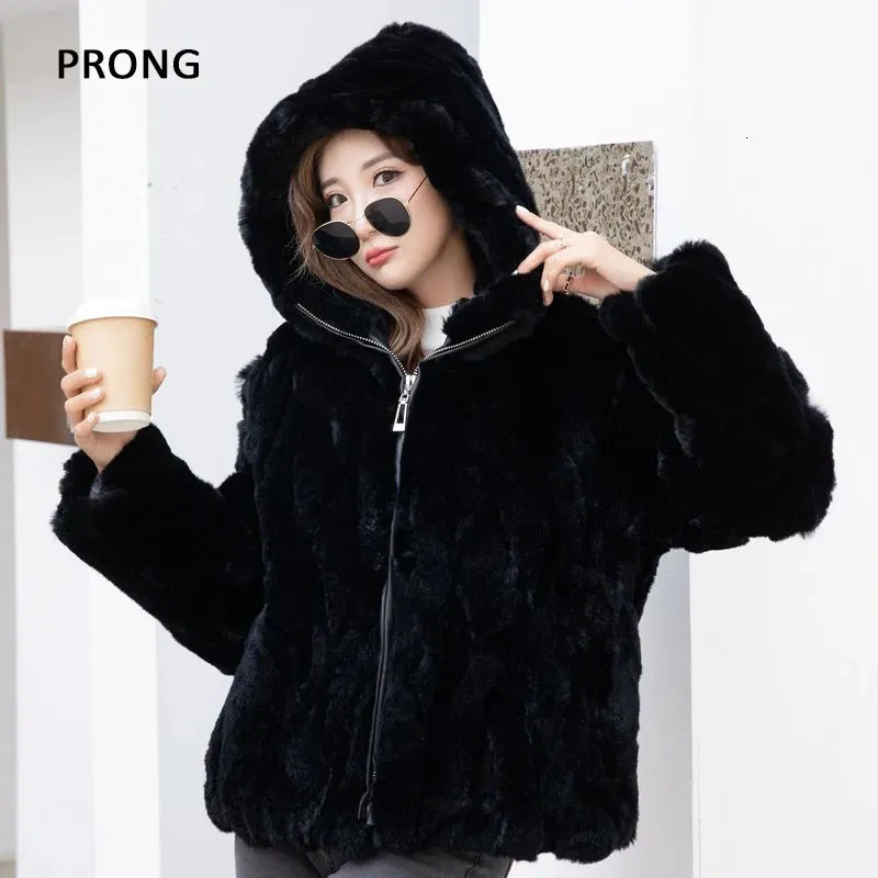 Groß sparen beim Kauf von Damenkabbit Pelzmäntel 100% Rabbit Fur Coat  Womens Winter Loose Hooded Zipper Natural Fur Jacket Thick Warm Womens  Clothing