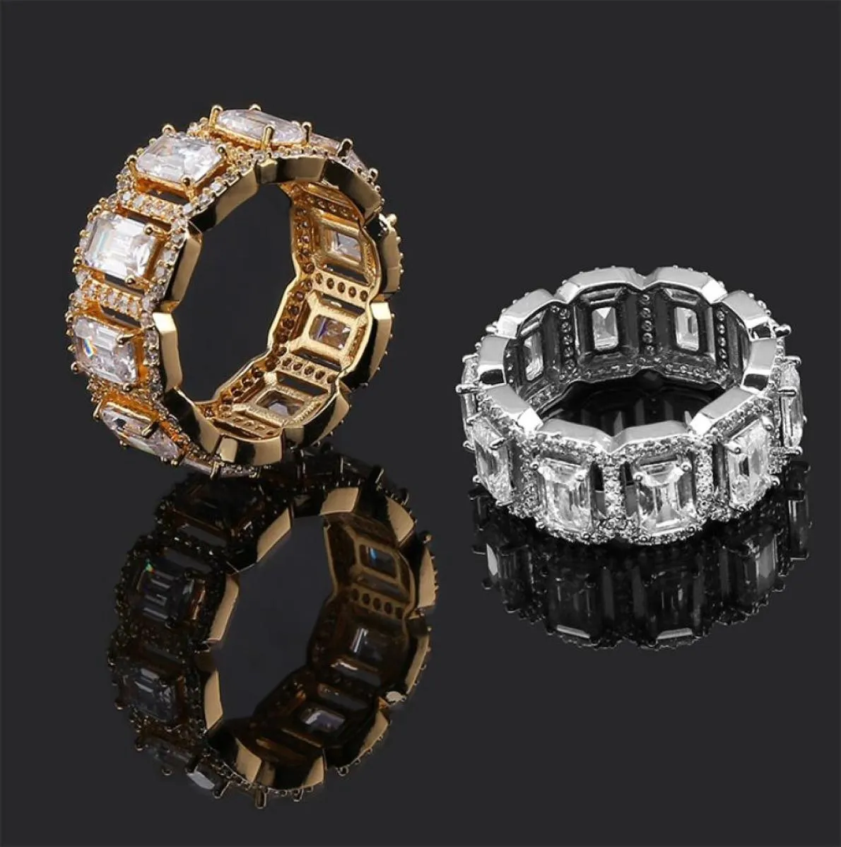 Jóias de designer de luxo Rings Bling Diamond Bandas de casamento Hip Hop Jewlery Iced Out Ring Ring Gold Silver Fashion Novo Anillo PA4309167