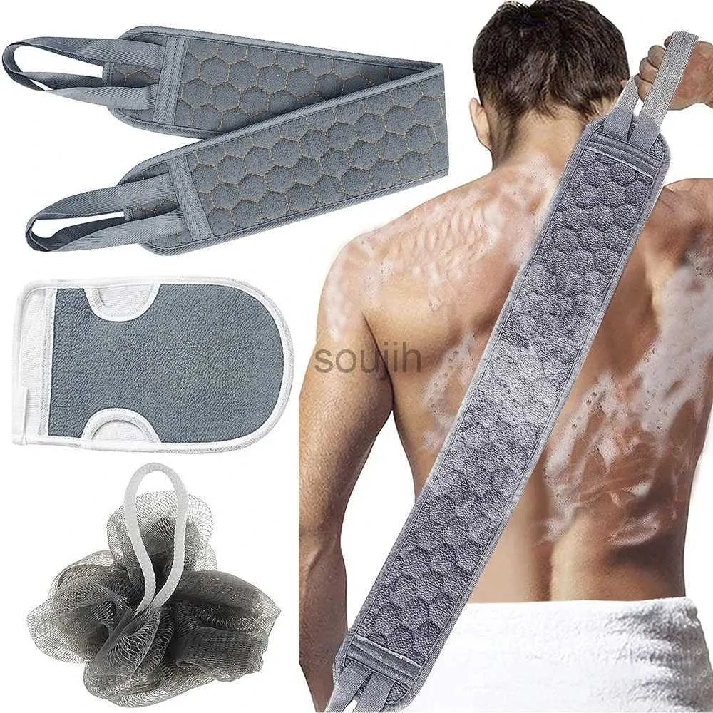 Accessori per utensili da bagno Accessori 3pcs/set body scrubber set back scrubber bagliore da bagno spazzola per doccia esfoliante spugna spugna loofah morto skin rimozione strumenti di bagno 240413