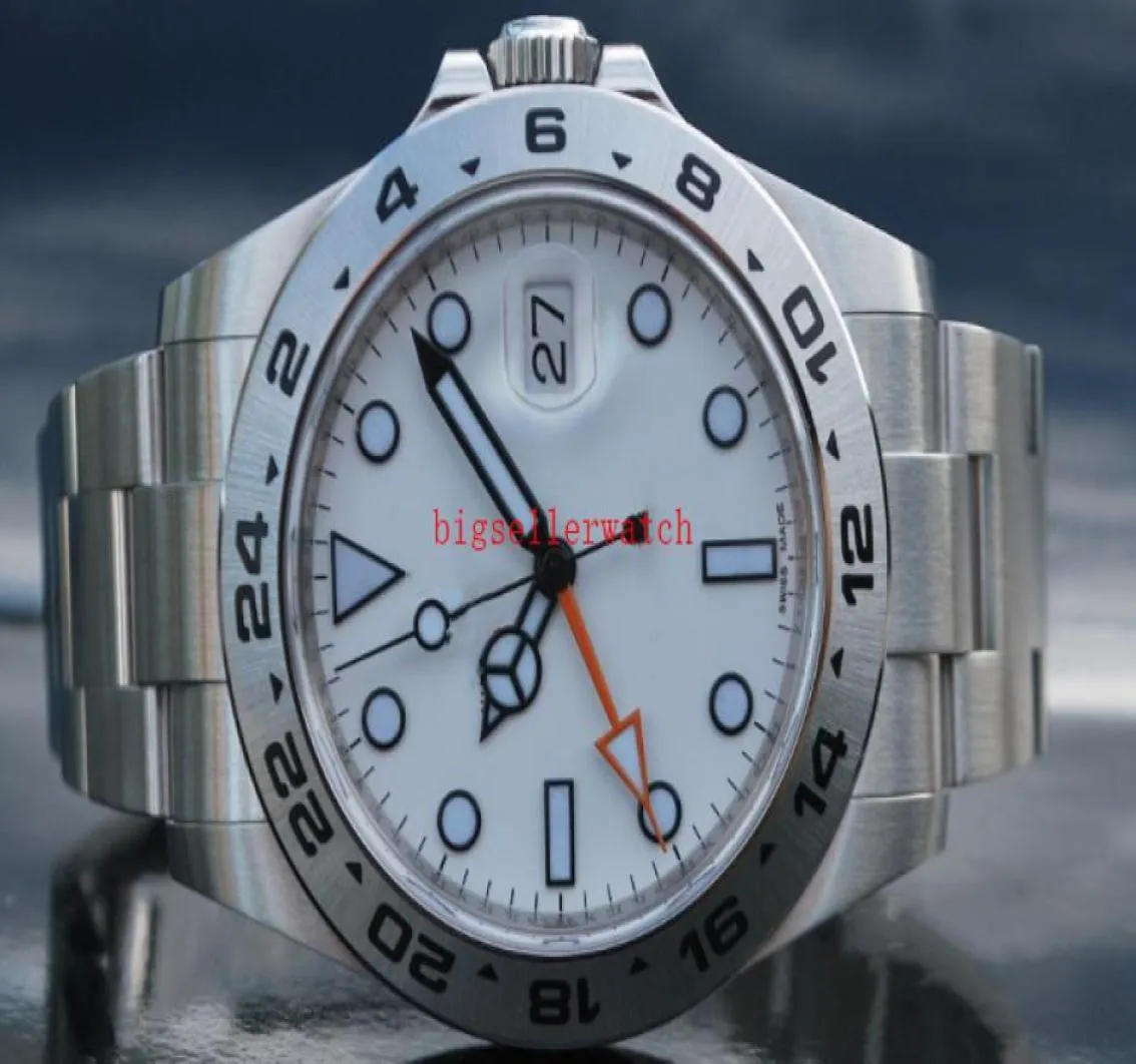 Luxo de alta qualidade relógio de pulso Mens relógio Explorer II 216570 Dial de discagem branca em aço inoxidável Data de discagem branca 42 mm Men039s Watch2601298