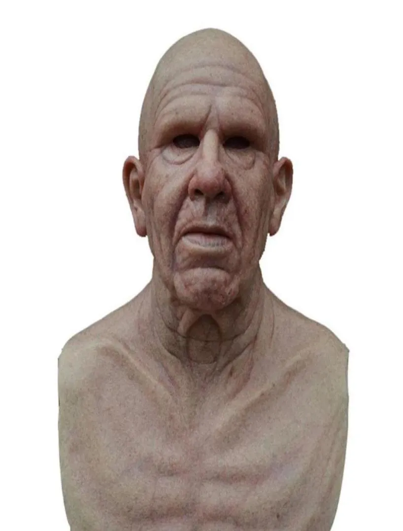 Masques de fête Old Man Scary Mask Cosplay Full Head Latex Halloween Horror Masquerade Headgear Dropshi8600866