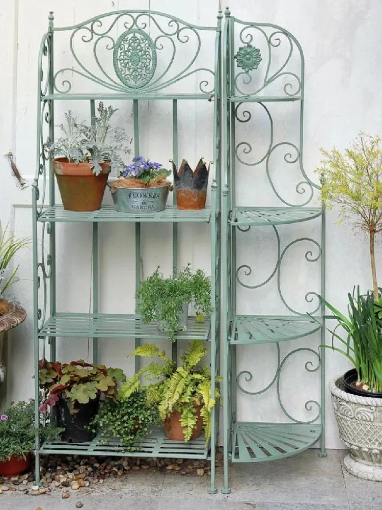 Dekorative Teller im Freien Blumenständer Innenhof Balkon Terrasse Eckbecken Regal Mehrschichtbodenlagerstange