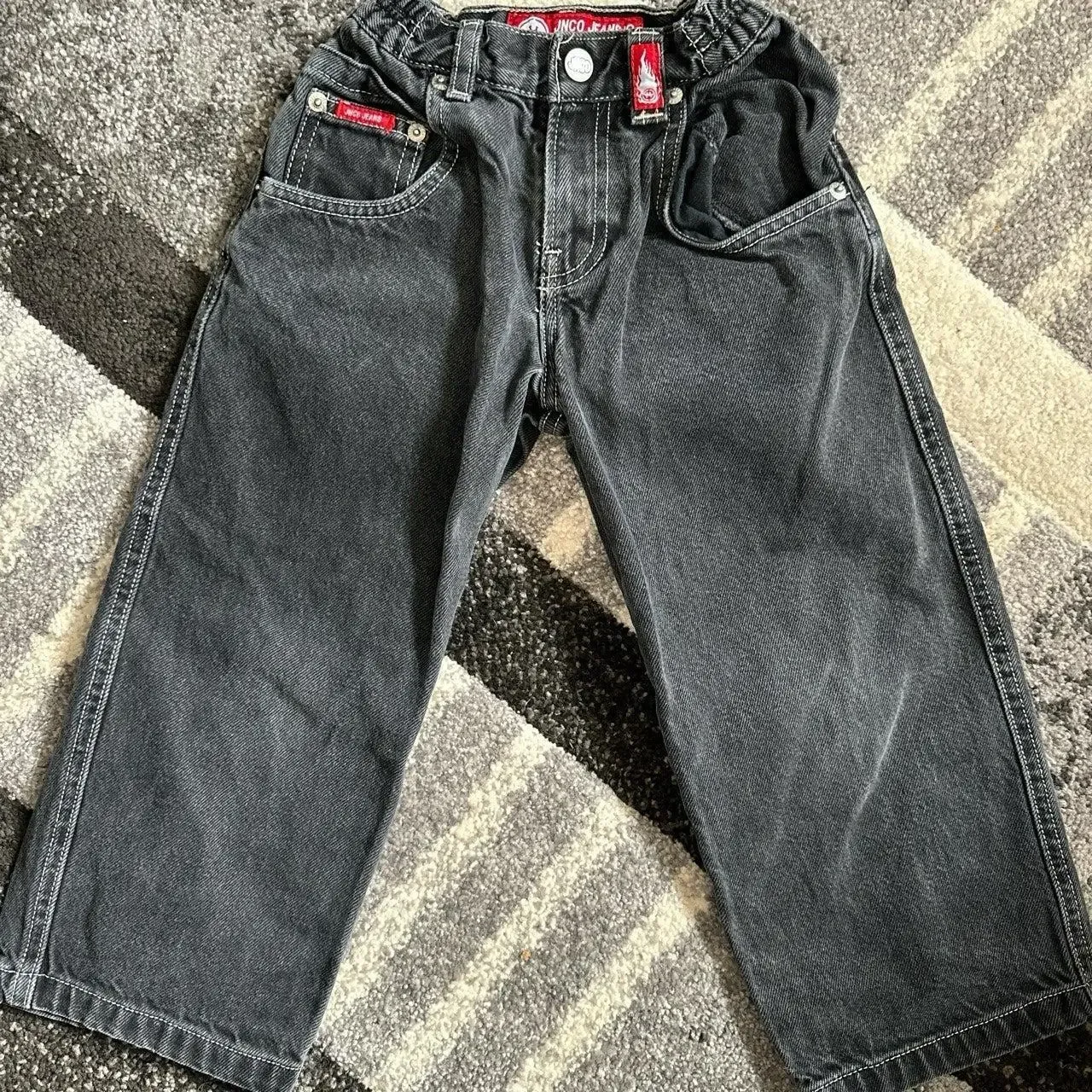 幻 00s JNCO Black Buggy Jeans Vintage 2000s Y2K JNCO Black Oversized Baggy Wide Leg Jeans