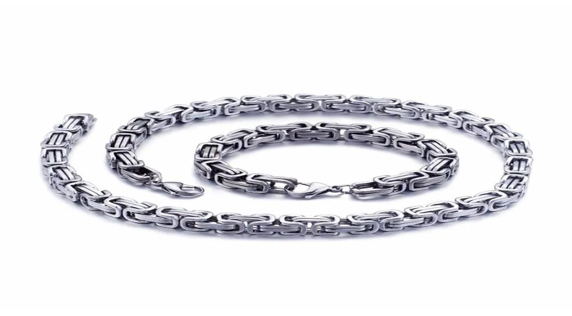 5 mm6 mm8 mm de large en argent en acier inoxydable King Collier de chaîne byzantine Bracelet Homme bijoux fait à la main 5361132