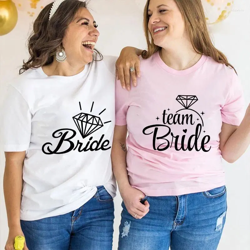 Kvinnors T-skjortor Team Bride Squad Graphic Topps Women Bridal Wedding T-shirt Friends Single Farewell Bachelorette Hen Party Tees Kort ärm