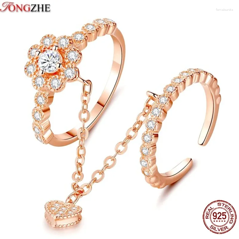 Cluster anneaux Tongzhe 2024 Fashion for Women Engagement de mariage Gold Rose 925 Strling Silver Couple Ring Jewelry Men Ring30