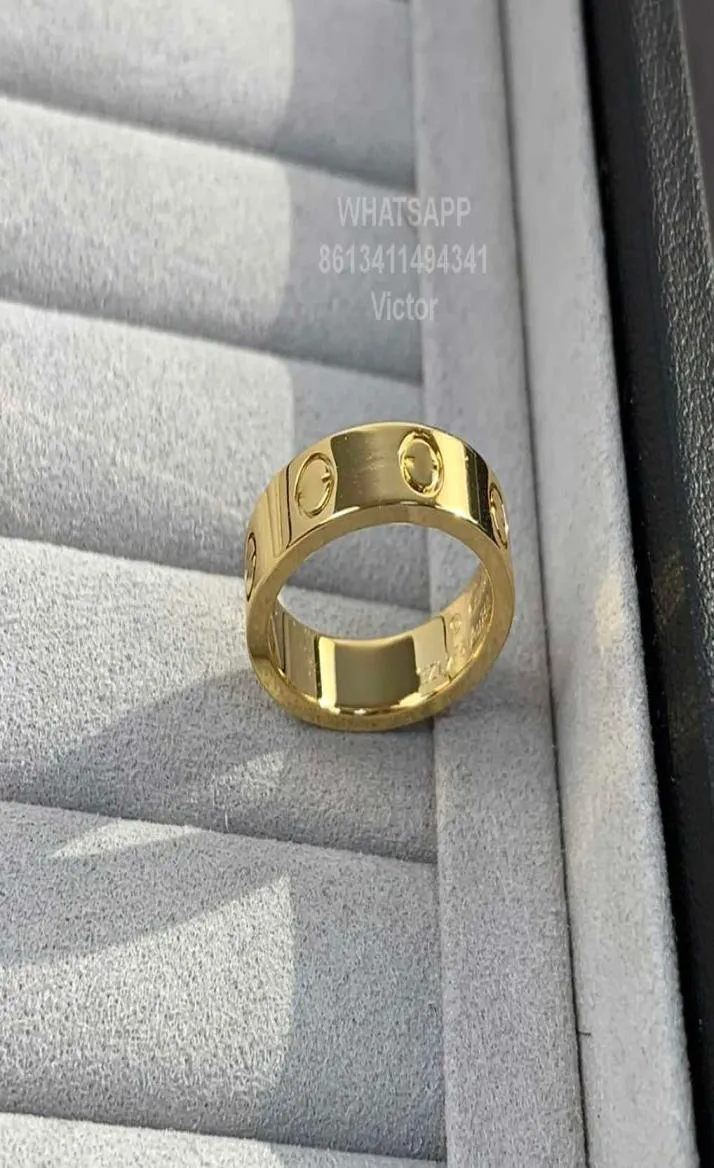 Anneaux de bande 18K 36 mm Love Ring V Gold Material ne s'estompera jamais d'anneau étroit sans diamants de luxe Marque Reproductions officielles WI2317330