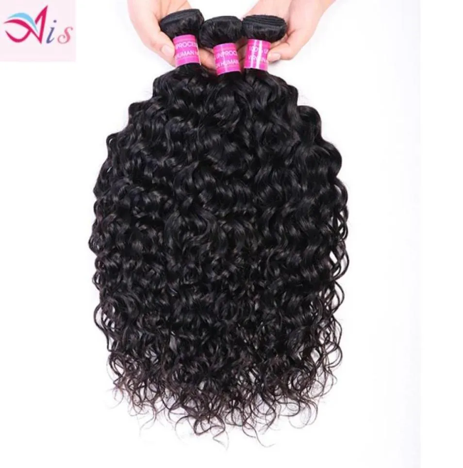 3 Bundles Water Wave Hair Extensions não processados 1030 polegadas naturais 1b color