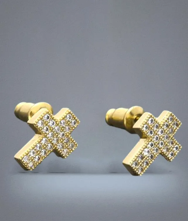 18K Gold Bling Cubic Zirconia Earring Studs Mens & Womens Hip Hop Stud Earrings Iced Out Diamond Rapper Jewelry Gifts for Boys Girls6031283