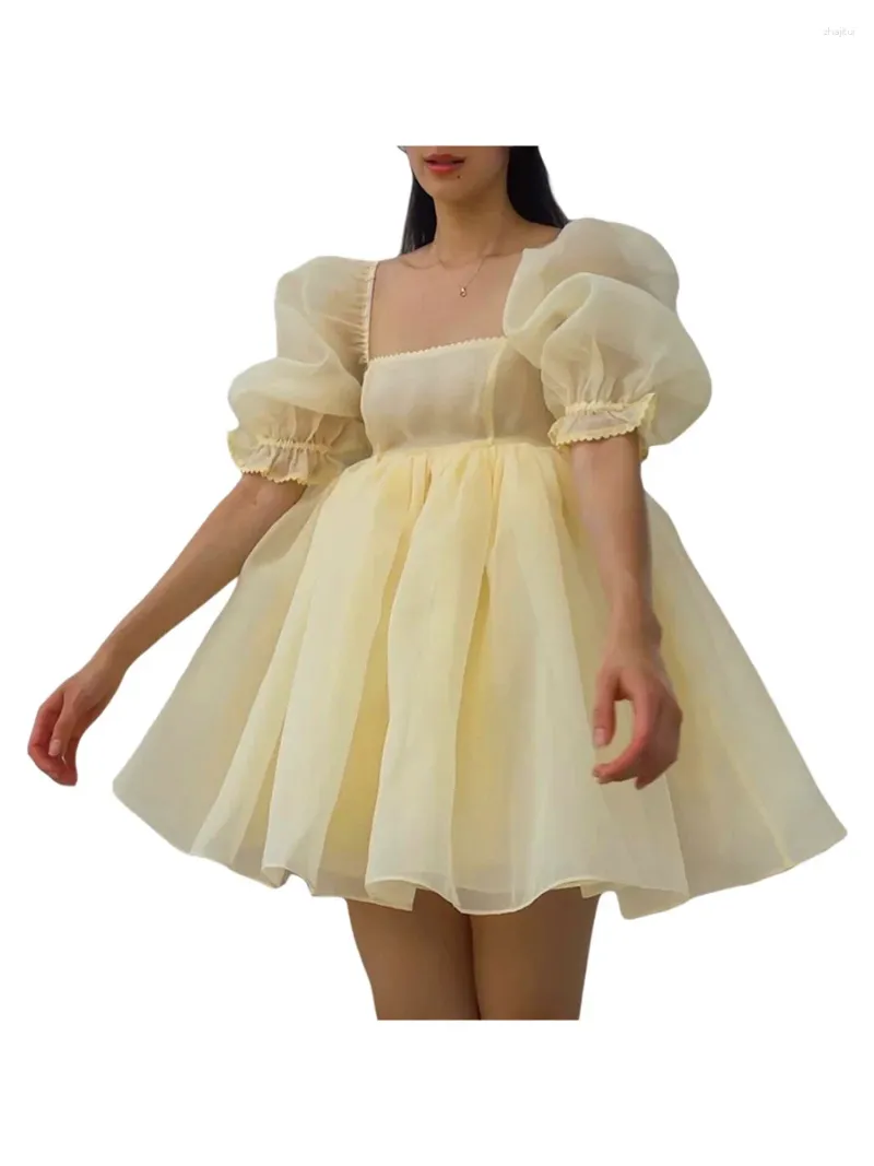 Sukienki imprezowe Kobiety urocze puszysty sukienka Lantern Bell Rleeve Ruffle Princess Bubble Walentynki Prom Flow Dift