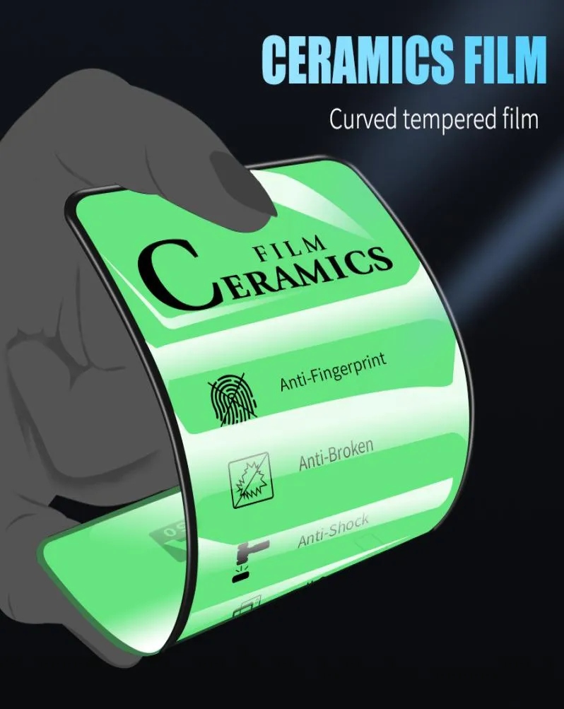 Utan paket Ceramics Screen Protector Soft Film 9h Full Cover för iPhone 11 12 Pro Max XS XR X 8 7 Plus 6SP inte härdat Glass6894081