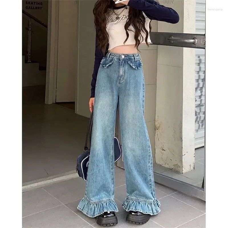 Jeans pour femmes hautes streetwear pantalon baggy pantalones de mujer y2k flare automne large jambe femme vintage