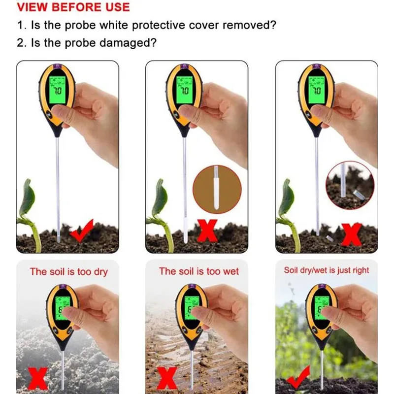 4 in1 Digital Multifunctional Tester Soil Sunlight PH Acidity Moisture