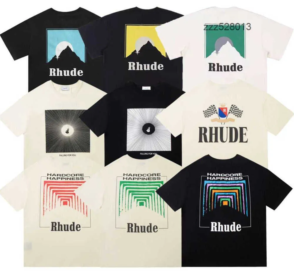 RH Designers Mens Rhude broderie T-shirts for Summer Mens Tops Letter Polos Shirt tshirts Vêtements à manches courtes grandes taille plus taille 100% coton TIES S-XL Z6D