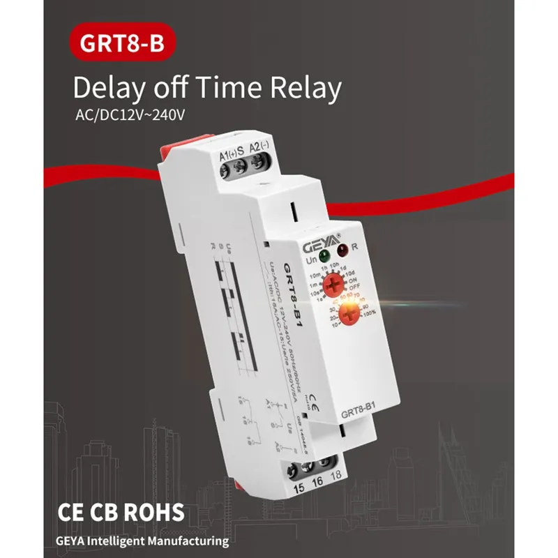 DIN Rail Power Off Delay GRT8-B1 Delay Time Relay - AC/DC 12V-240V ...