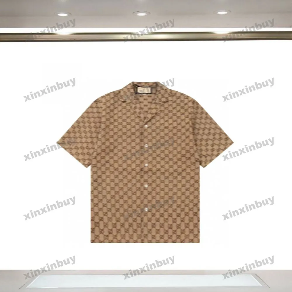 Xinxinbuy Men Designer Tee T-shirt 2024 Italie double lettre jacquard tissu coton manche courte coton femmes gris noire bleu abricot xs-l