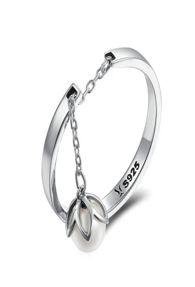 Women039S Cupronickel Solid S925 Silver Ring Dangel Fresh Water Pearl Justerable16355598026805