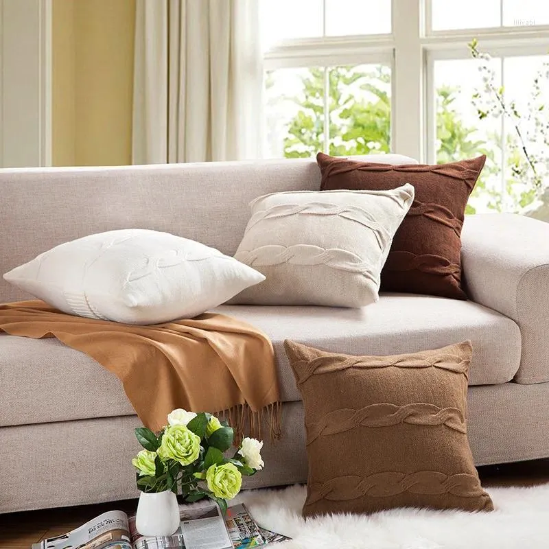 枕アクリル繊維手作りカバースクエアピローケース45x45cmソファリビングルームスロー枕の家の装飾