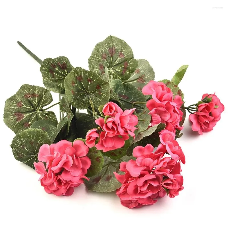 Dekorativa blommor konstgjorda geranium växt falsk blomma för bröllopsfest arrangemang bord prydnad xmas trädgård hem dekoration 36 cm