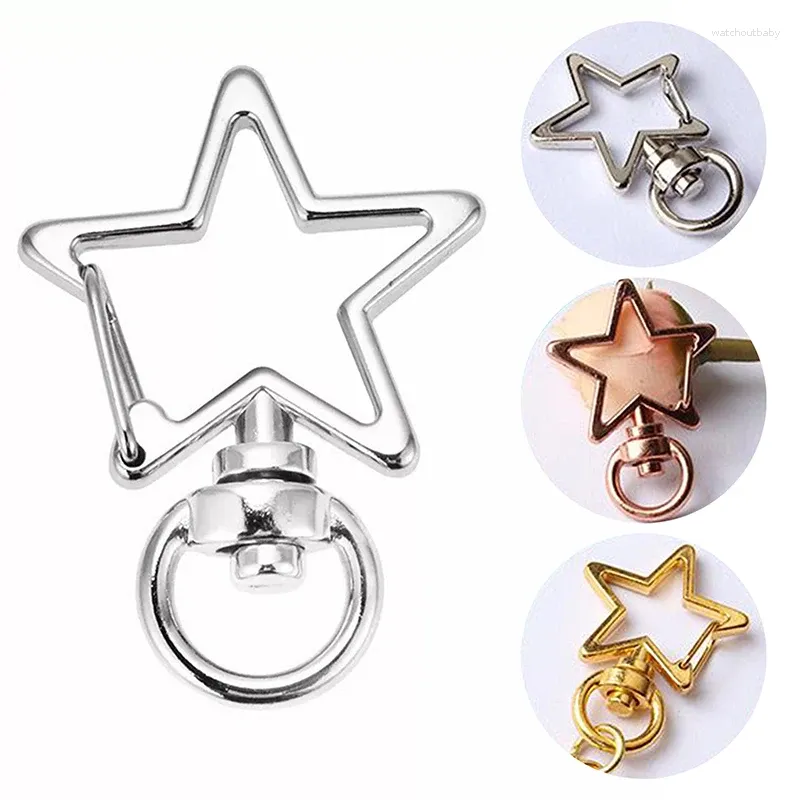 Keychains 10st Star Hollow Key Chain Ring Keychain Diy Accessories Hummer Clasp