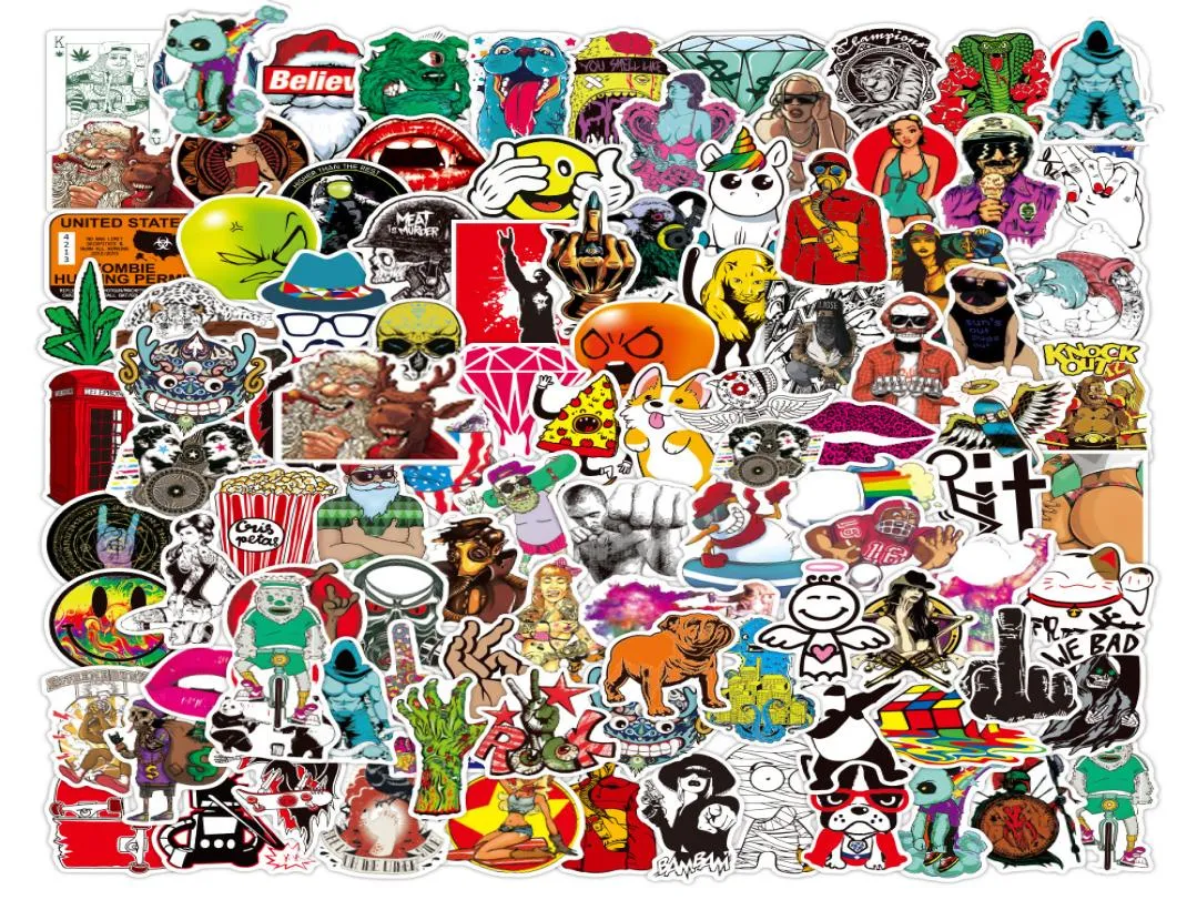 100pcs Mélanger Fashion Hip Hop Autropuistes imperméables Stickers Graffiti Decals Skateboard Motorcycle Guitare Guitare Cool Sticker Kid Decals5490401