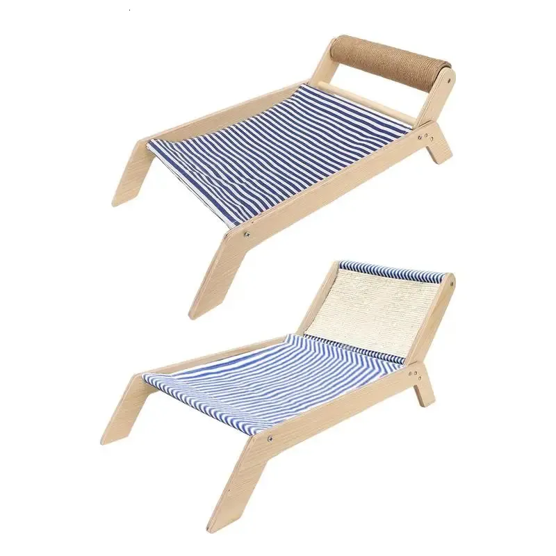 Chaise de plage de chat Summer toutes les saisons lit de chat surélevé avec gratteur sisal pour chat chaise de plage intérieure en plein air 240407