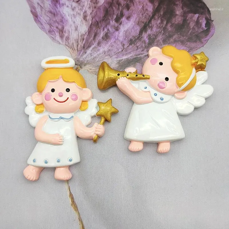 Figurines décoratives mignonnes cupid ange fille garçon bricolage résine cabochon pour collier de boucle d'oreille pendentif plat pour enfants