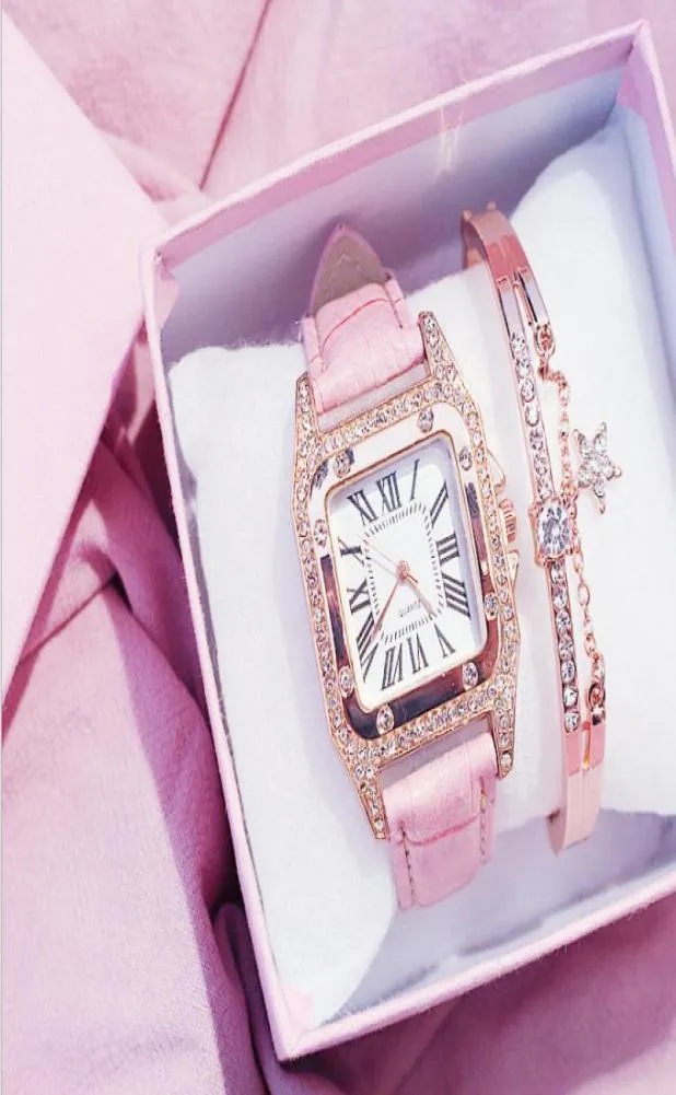 Light Luxury Kemanqi Brand Square Dial Diamond Bezel Кожаная лента Женская часы нежные женские часы Quartz Breastches1813589