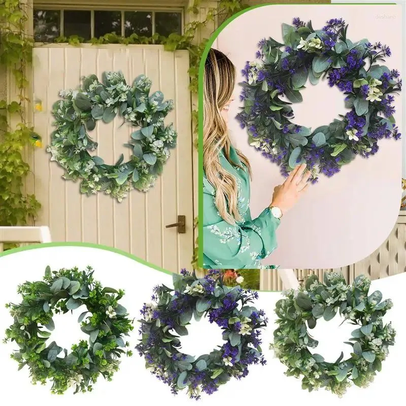 Fleurs décoratives Couronne de printemps de Pâques pour porte d'entrée Garland Ornements intérieurs du mariage artificiel décoration murale pour la maison