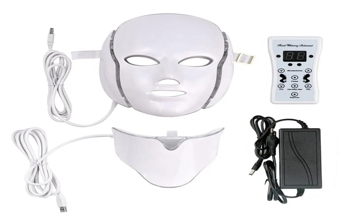 7 Color LED mask light Therapy face Beauty Machine LED Facial Neck Mask With Microcurrent for skin whitening device LED Skin Rejuv6300329