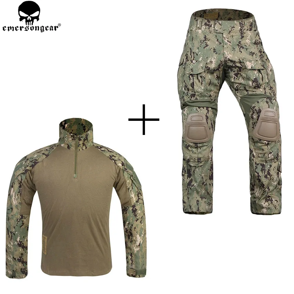 Calças Emergonear Combate Calças táticas uniformes com joelheiras Mulitcam camisa g3 Emerson calça militar Acessórios de caça ao exército AOR2