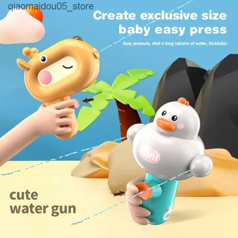 Sand Play Water Fun Childrens Cartoon Giraffe Water Gun Blowing Small Toy Spray Spray Outdoor Badrumsspel Duck Dinosaur Childrens Q240413