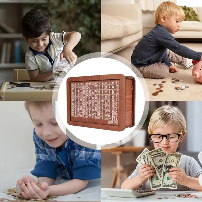 Wooden Money Box Money Saving Storage Box Adult Money Bank Retro