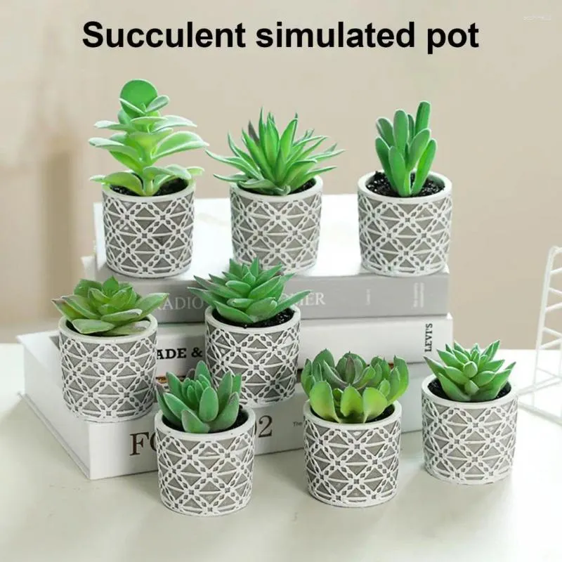 Fleurs décoratives fausse plante en pot belle réaliste petit assortiment succulent pot décor léger artificiel artificiel