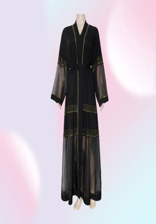 Black Abaya Dubai Turchia Muslim Hijab vestito Caftan Marocain Arabe Islamic Kimono Femme Musulmane Djellaba S90175846636